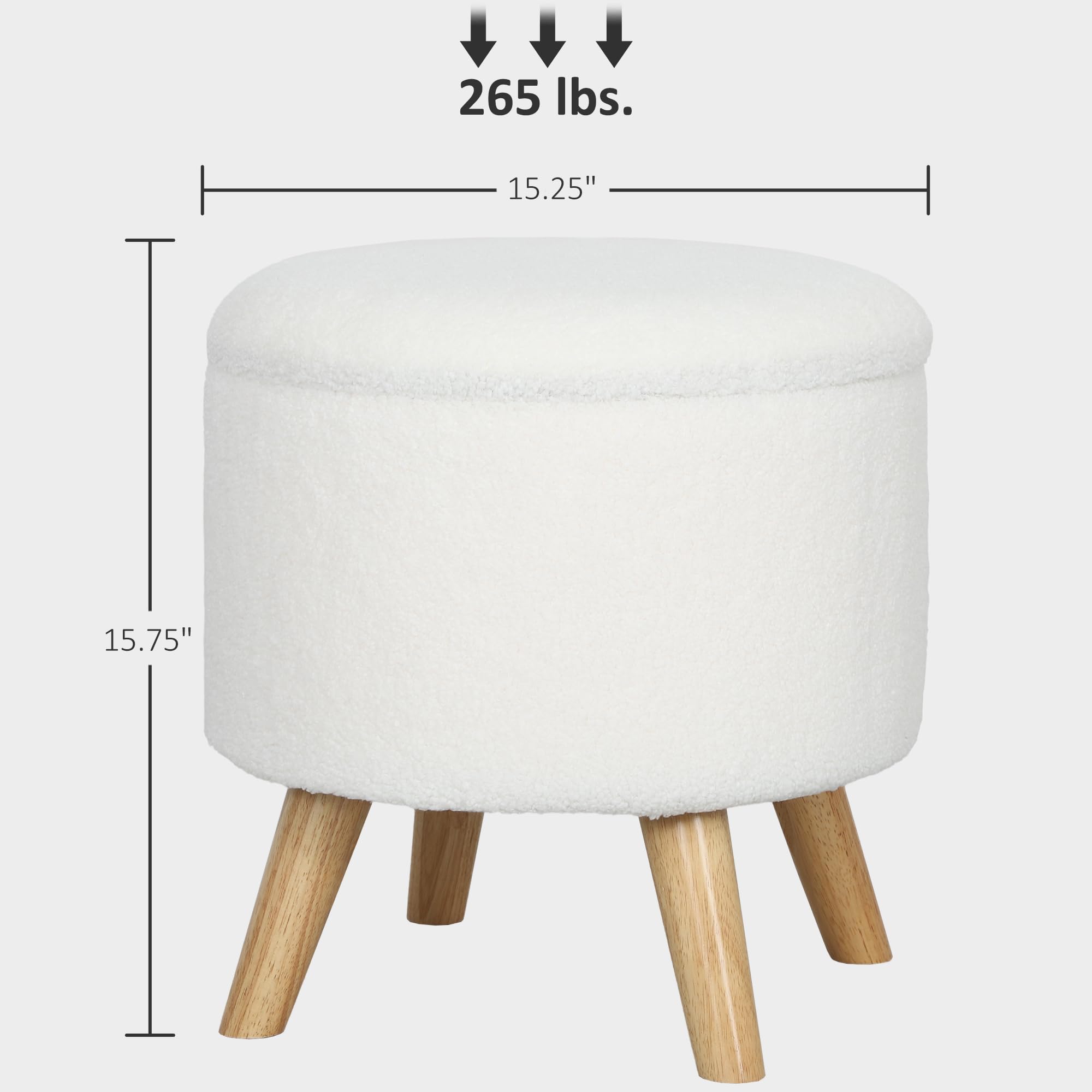 Amazon.com: HOMCOM Round Storage Ottoman, Linen Fabric Foot Stool